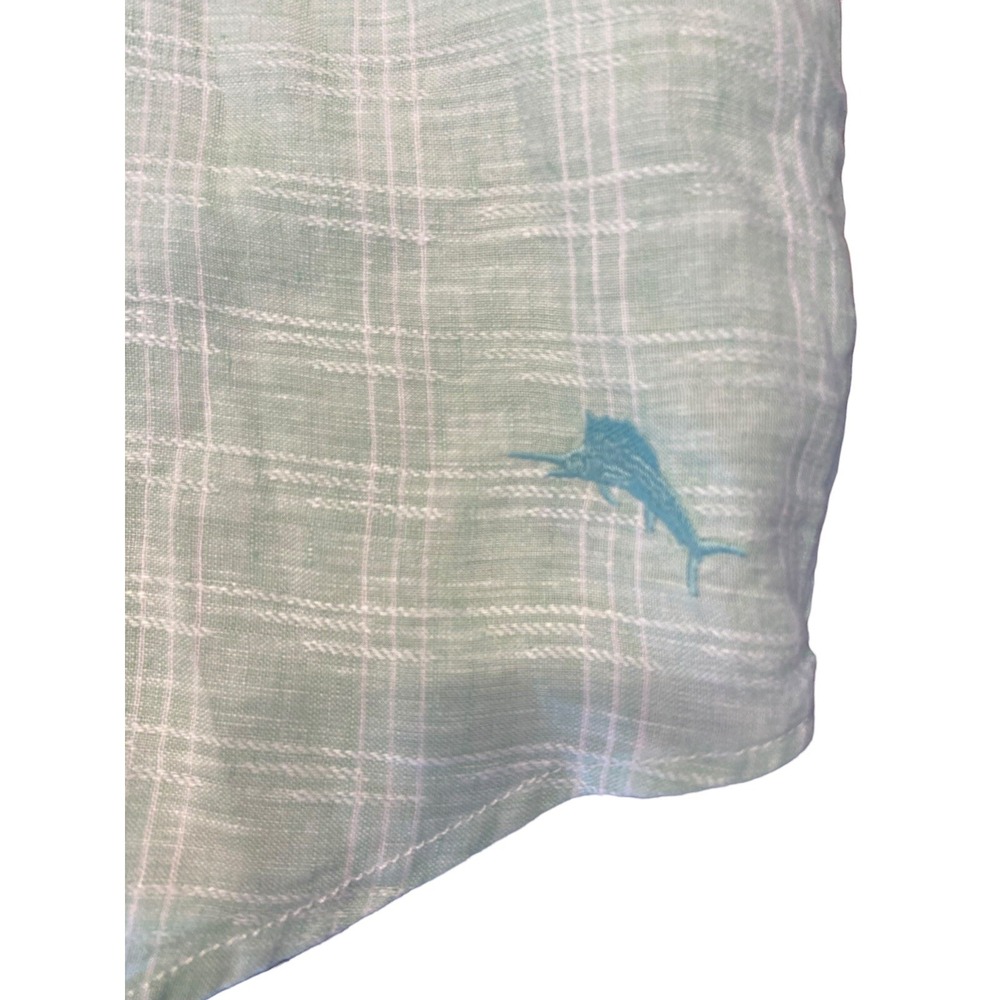 Men's Tommy Bahama Ventana Plaid Button Up Shirt Spring Lime 100% Linen 3XLB New - Picture 8 of 13